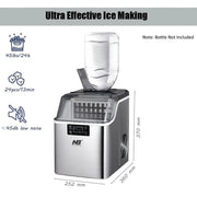 Arabian Mall 2-Way Water Input Countertop Stainless Steel Square Ice Maker (45 lbs Daily, Self-Cleaning)