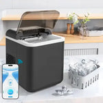 Load image into Gallery viewer, Countertop Ice Maker with App Control, 12kg in 24Hrs, 9 Bullet Ice Cubes in 6 Mins, Self-Cleaning Ice Machine with Basket and Scoop, Ideal for Home, Kitchen, Office, Quiet Operation, Black