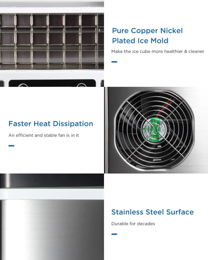 Countertop Stainless Steel Ice Maker (45 lbs/day)