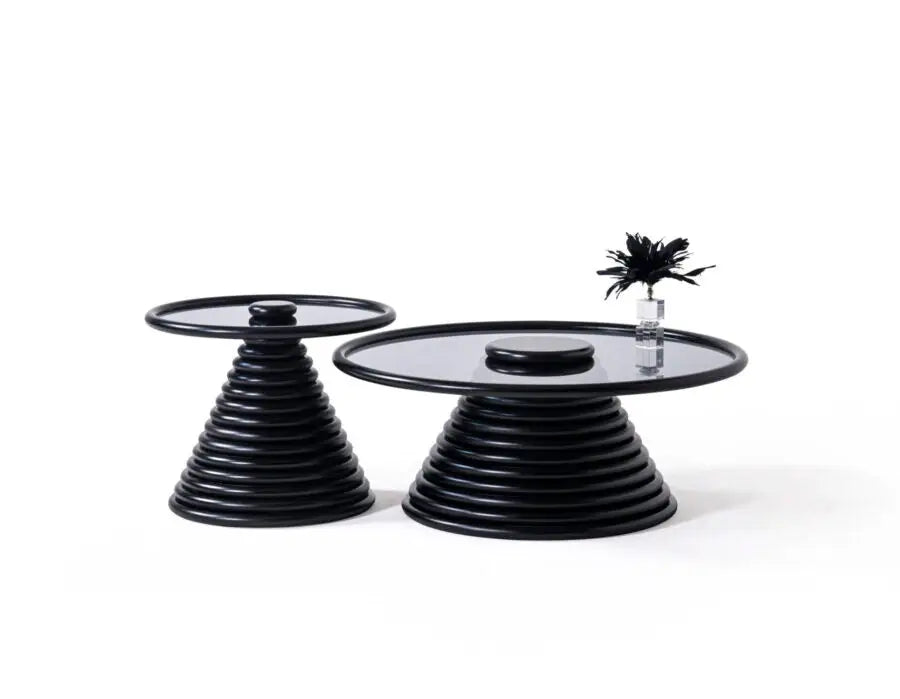 Cream Coffee Table Set – Tempered Glass & Painted Wood