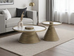 Load image into Gallery viewer, Cream Coffee Table Set – Tempered Glass &amp; Painted Wood