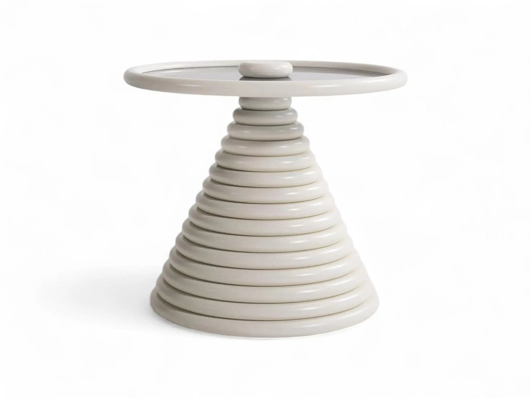 Cream Coffee Table Set – Tempered Glass & Painted Wood