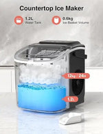 Load image into Gallery viewer, CROWNFUL Countertop Ice Maker with Handle, Makes 9 Bullet Ice Cubes in 6 Minutes, 12 kg/24 Hours, Self-Cleaning Portable Ice Machine with Scoop and Basket for Home, Kitchen, Office and Parties