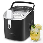 Load image into Gallery viewer, CROWNFUL Countertop Ice Maker with Handle, Makes 9 Bullet Ice Cubes in 6 Minutes, 12 kg/24 Hours, Self-Cleaning Portable Ice Machine with Scoop and Basket for Home, Kitchen, Office and Parties