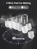 Load image into Gallery viewer, CROWNFUL Countertop Ice Maker with Handle, Makes 9 Bullet Ice Cubes in 6 Minutes, 12 kg/24 Hours, Self-Cleaning Portable Ice Machine with Scoop and Basket for Home, Kitchen, Office and Parties