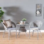 Load image into Gallery viewer, Danube Home Eden Balcony Set All Weather 3 Piece Bistro Set With Coffee Table Modern Furniture For Outdoor Bench Seating, Terrace, Lawn, Patio, Balcony Chair D57Xw56Xh74cm; Table Dia 60X H58cm Grey