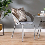 Load image into Gallery viewer, Danube Home Eden Balcony Set All Weather 3 Piece Bistro Set With Coffee Table Modern Furniture For Outdoor Bench Seating, Terrace, Lawn, Patio, Balcony Chair D57Xw56Xh74cm; Table Dia 60X H58cm Grey
