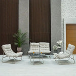 Load image into Gallery viewer, Danube Home Judy 4-Seater Outdoor Sofa Set | Steel Frame Garden Furniture I Modern Design Lounge Sofa Sets | 4 Pieces Outdoor Seating Table And Chairs Set For Patio Balcony Lawn Yard - Beige
