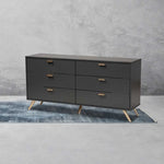 Load image into Gallery viewer, Dark Gray and Gold Finished 6-Drawer Dresser-GCC Home Center