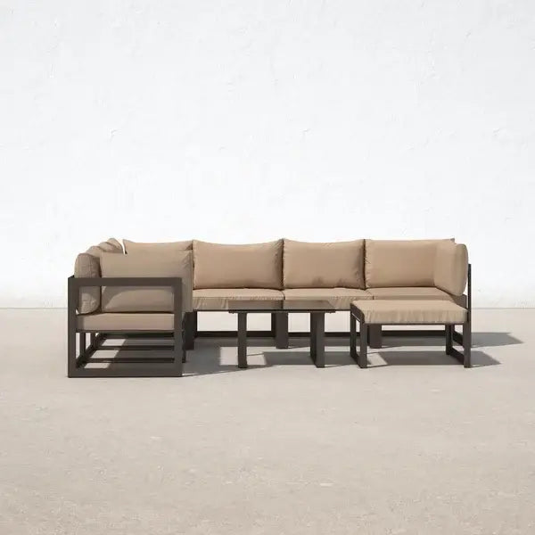David Metal 7 Person Outdoor Seating , 8-Piece Set | Sectional Configuration | Cushions Included