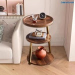 Load image into Gallery viewer, DAYONG 3-Tier End Table, Sofa Side Table, Movable Nightstand, Modern Corner Table, Tea Cabinet for Living Room, Bedroom, Office &amp; Balcony, Easy to Assemble (Gold Frame)