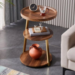 Load image into Gallery viewer, DAYONG 3-Tier End Table, Sofa Side Table, Movable Nightstand, Modern Corner Table, Tea Cabinet for Living Room, Bedroom, Office &amp; Balcony, Easy to Assemble (Gold Frame)