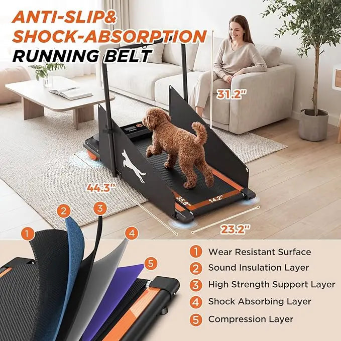 Dog Treadmill for Small & Medium Dogs – Quiet 2.5HP Motor, Remote Control, LED Display, Indoor Pet Exercise Machine