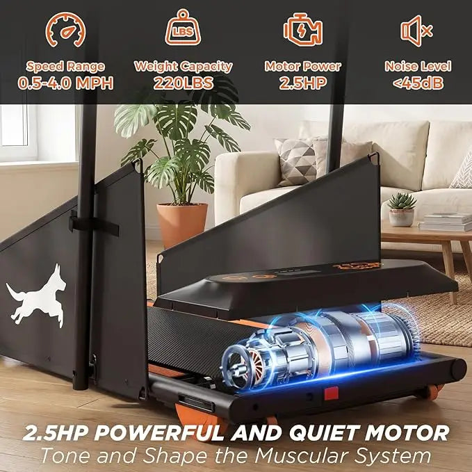Dog Treadmill for Small & Medium Dogs – Quiet 2.5HP Motor, Remote Control, LED Display, Indoor Pet Exercise Machine