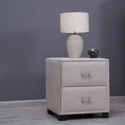 Double Drawer Night Stand – Velvet Grey (Beige)