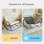 Load image into Gallery viewer, Double Living Room Recliner Outdoor Rocking Chair Lawn Camping Chair Adult Chair with Seat Cushion Side Storage Bag Suitable for Lawn, Backyard - Beige-GCC Home Center