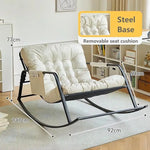 Load image into Gallery viewer, Double Living Room Recliner Outdoor Rocking Chair Lawn Camping Chair Adult Chair with Seat Cushion Side Storage Bag Suitable for Lawn, Backyard - Beige-GCC Home Center