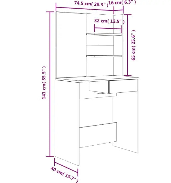 Dressing Table Set, Vanity Table with Stool and Drawer-GCC Home Center