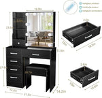 Load image into Gallery viewer, Dressing Table with LED Lights, Vanity Table with Adjustable Brightness Mirror-GCC Home Center