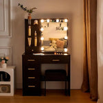 Load image into Gallery viewer, Dressing Table with LED Lights, Vanity Table with Adjustable Brightness Mirror-GCC Home Center