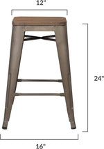 Load image into Gallery viewer, EdgeMod Trattoria 24' Counter Height Industrial Bar Stool with Elmwood Seat, Stackable, Bronze (Set of 4)-GCC Home Center