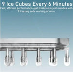 Load image into Gallery viewer, Electric Countertop Automatic Ice Maker Machine, Portable Self-Cleaning with Hand Scoop and Basket, 9 Bullet Ice Cubes in 6 Mins, 12KG/24H, 2 Sizes of Ice, Ideal for Home, Kitchen, Office, Party,