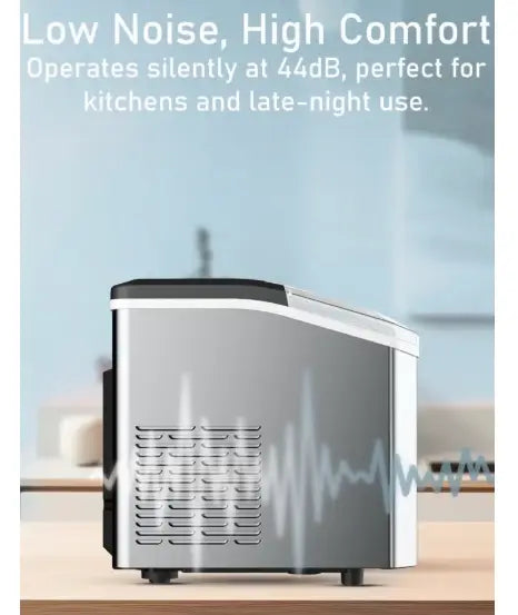 Electric Countertop Automatic Ice Maker Machine, Portable Self-Cleaning with Hand Scoop and Basket, 9 Bullet Ice Cubes in 6 Mins, 12KG/24H, 2 Sizes of Ice, Ideal for Home, Kitchen, Office, Party,