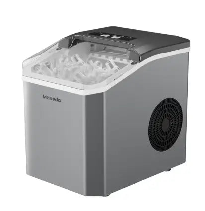 Electric Countertop Automatic Ice Maker Machine, Portable Self-Cleaning with Hand Scoop and Basket, 9 Bullet Ice Cubes in 6 Mins, 12KG/24H, 2 Sizes of Ice, Ideal for Home, Kitchen, Office, Party,