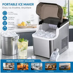 Load image into Gallery viewer, Electric Ice Maker Machine 85W, Automatic Countertop Ice Maker with Transparent Viewing Lid, Portable Ice Cube Maker with Ice Basket &amp; Scoop, Compact Design, Black