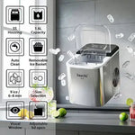 Load image into Gallery viewer, Electric Ice Maker NL-IM-451-ST, 1.6L Water Tank, 15KG Ice/24H, 9 Bullet Ice Cubes Every 6-8 Mins, Small &amp; Large Ice Sizes, Auto Clean, Stainless Steel 1.6 L 130 W NL-IM-451-ST Silver