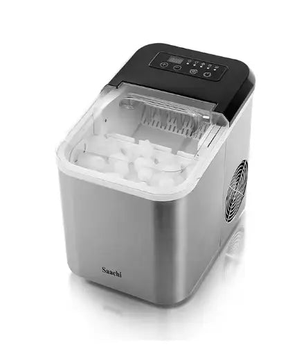 Electric Ice Maker NL-IM-451-ST, 1.6L Water Tank, 15KG Ice/24H, 9 Bullet Ice Cubes Every 6-8 Mins, Small & Large Ice Sizes, Auto Clean, Stainless Steel 1.6 L 130 W NL-IM-451-ST Silver