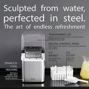 Electric Ice Maker NL-IM-451-ST, 1.6L Water Tank, 15KG Ice/24H, 9 Bullet Ice Cubes Every 6-8 Mins, Small & Large Ice Sizes, Auto Clean, Stainless Steel 1.6 L 130 W NL-IM-451-ST Silver
