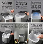 Load image into Gallery viewer, Electric Ice Maker NL-IM-451-ST, 1.6L Water Tank, 15KG Ice/24H, 9 Bullet Ice Cubes Every 6-8 Mins, Small &amp; Large Ice Sizes, Auto Clean, Stainless Steel 1.6 L 130 W NL-IM-451-ST Silver