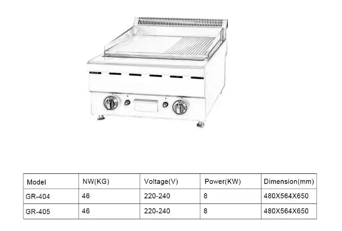 Electric Stainless Steel Tabletop Burger Griddle with Adjustable Temperature Control - Electric Tabletop