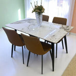 Load image into Gallery viewer, Elegance Modern 4 Seater Dining Table Set With Marble Top (Brown)