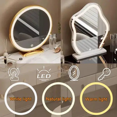 Elegant 120cm Smart Makeup Vanity Table with Wireless Charging, Tri-Color LED Mirror, and Slate Countertop-GCC Home Center