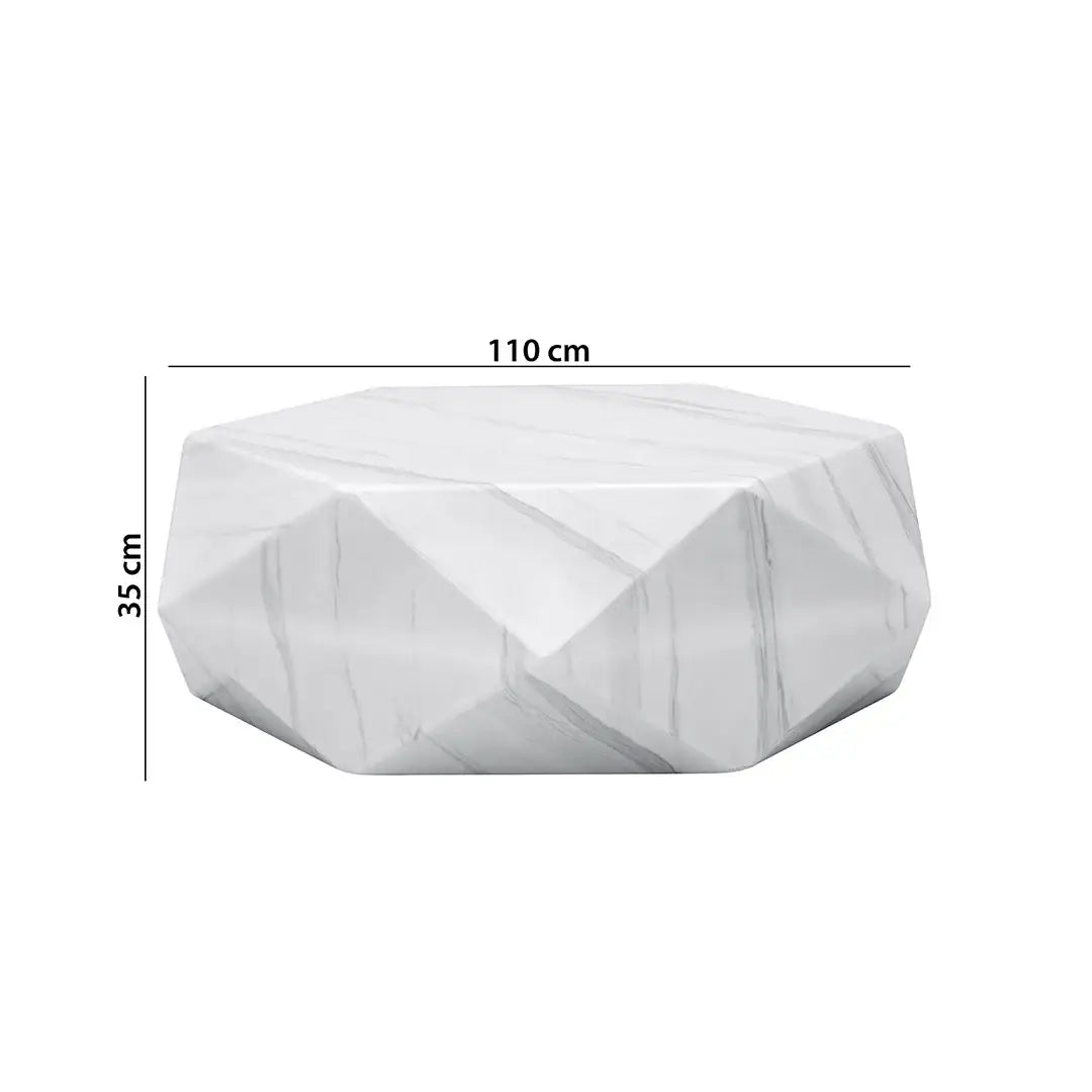 Elegant 2-Piece Coffee Table Set – White & Grey Marble Finish