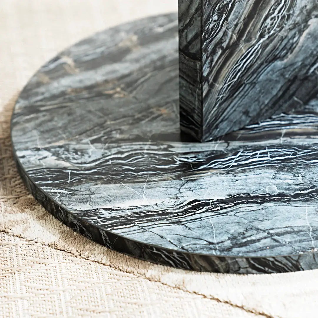 Elegant 2-Piece Coffee Table Set – White & Grey Marble Finish