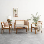 Load image into Gallery viewer, Elegant 4-Seater Sofa Set – Natural Wood