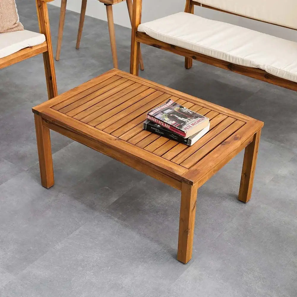 Elegant 4-Seater Sofa Set – Natural Wood