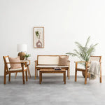 Load image into Gallery viewer, Elegant 4-Seater Sofa Set – Natural Wood