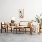 Load image into Gallery viewer, Elegant 4-Seater Sofa Set – Natural Wood