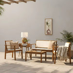 Load image into Gallery viewer, Elegant 4-Seater Sofa Set – Natural Wood