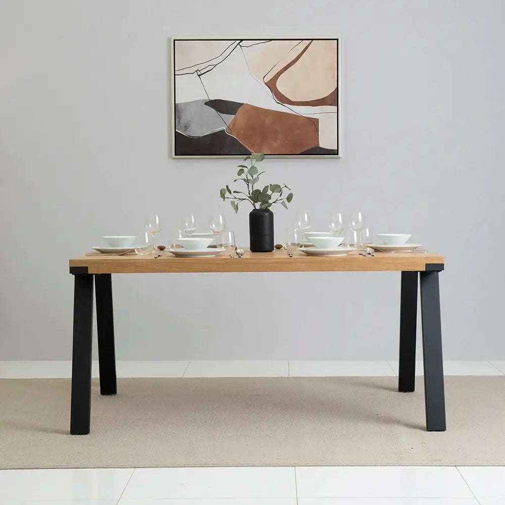 Elegant 6-Seater Dining Set – Oak & Beige