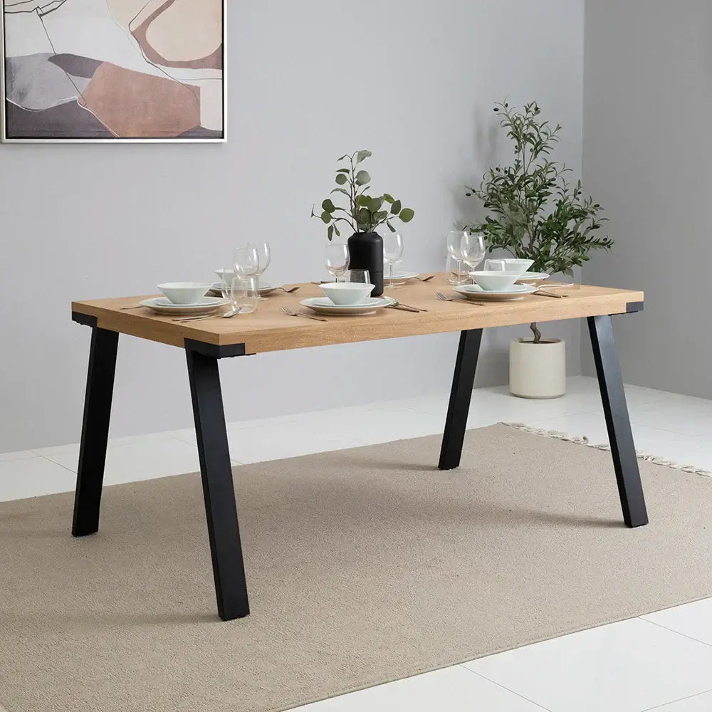 Elegant 6-Seater Dining Set – Oak & Beige