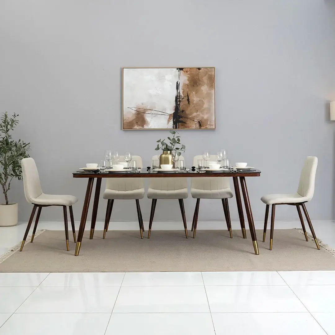Elegant 8-Seater Dining Set – Walnut & Black