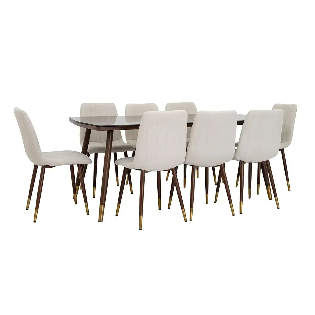 Elegant 8-Seater Dining Set – Walnut & Black
