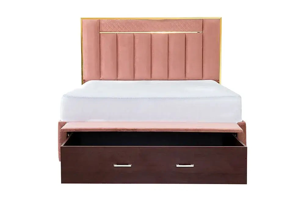 Elegant Bed With Solid Wood Frame