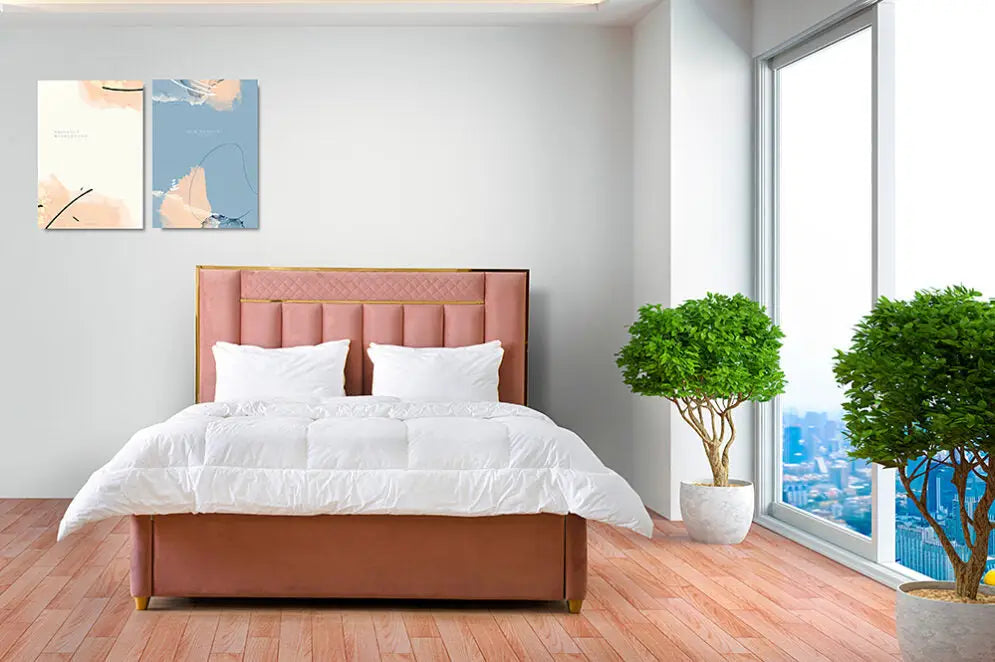 Elegant Bed With Solid Wood Frame