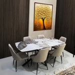 Load image into Gallery viewer, Elegant Cream Marble Breakfast Table with Adjustable Height &amp; Black Powder-Coated Metal Legs - Durable Dining Table for Modern Spaces-GCC Home Center